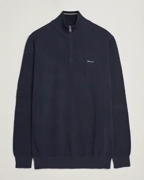 Cotton Pique Half Zip Evening Blue
