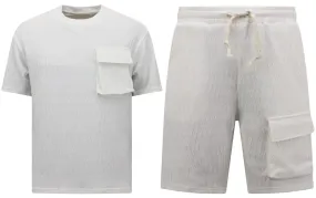 Geripptes Oversize-Sommer-Set für Männer - SET - Weiß