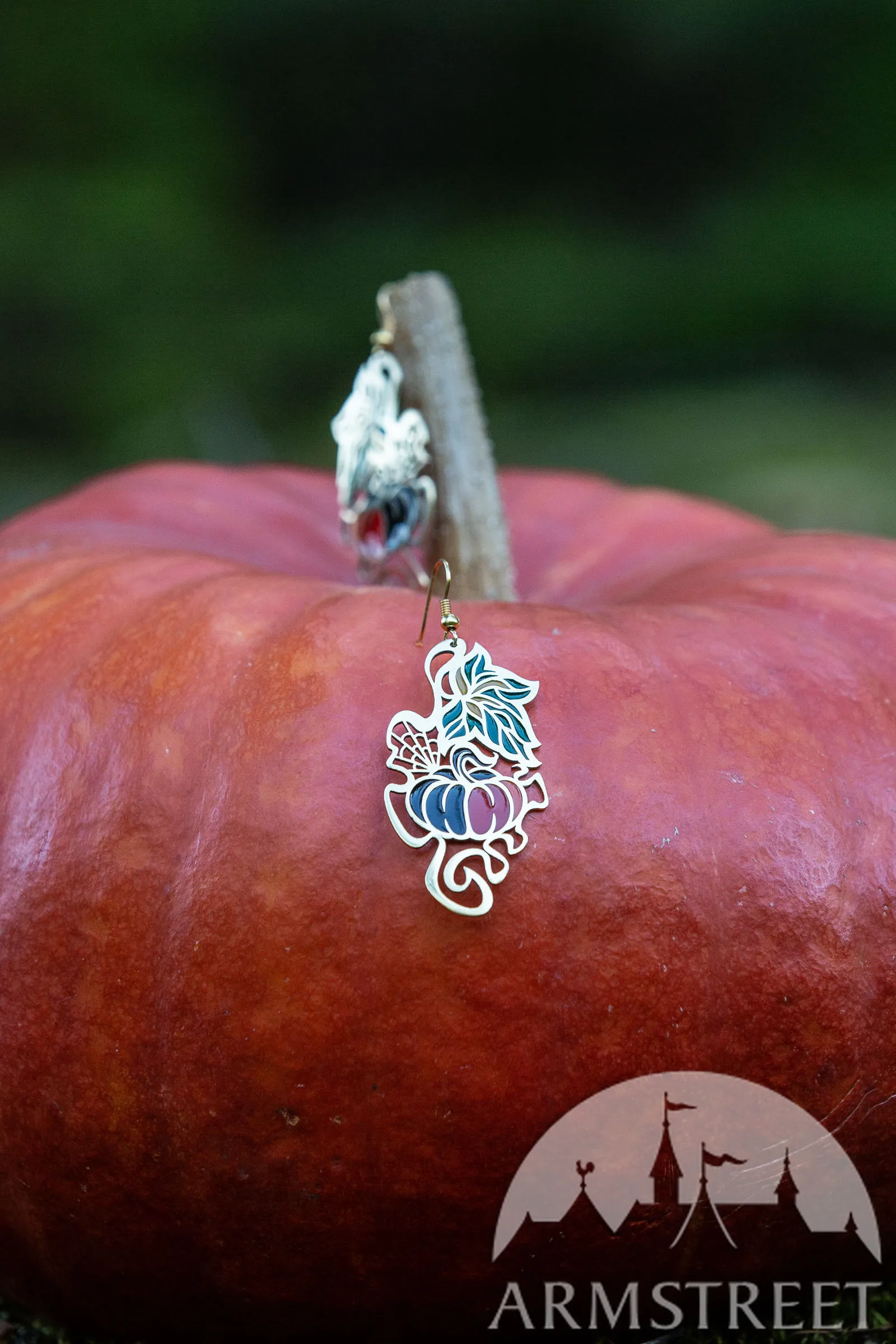 Halloween Ohrringe aus Messing „Wilder Kürbis”